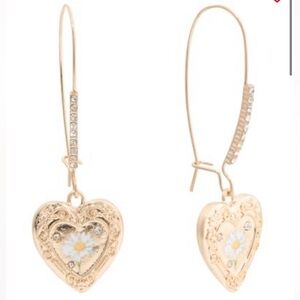 Betsey Johnson Gold Plated Daisy Heart Earrings
